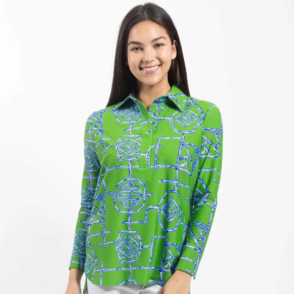 JUDE CONNALLY HADLEY TOP JUDE CLOTH BAMBOO LATTICE GRASS GREEN